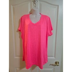 Xersion Women's Neon Pink V Neck Athletic T Shirt Size 3X /0253